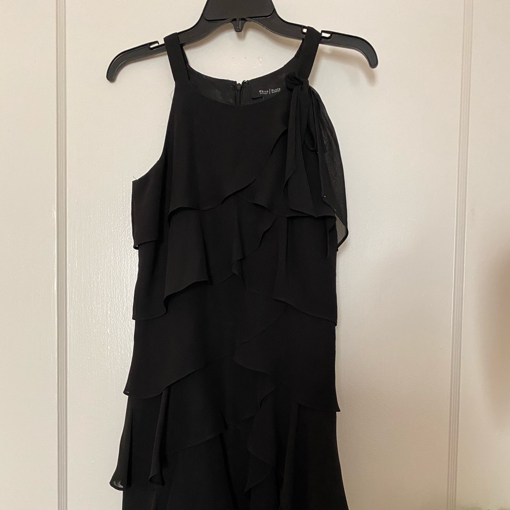 White and Black layered ruffle dress